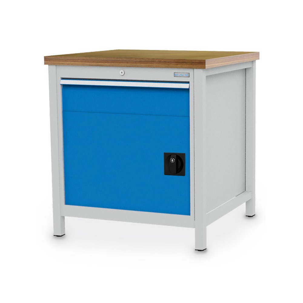 Immagine del prodotto: Banco da lavoro a comparti Bedrunka+Hirth R 24-24, AxLxP 859 x 810 x 750 mm, grigio chiaro, azzurro, 1 cassetto 1x150 mm, 1 anta a battente 1x450 mm