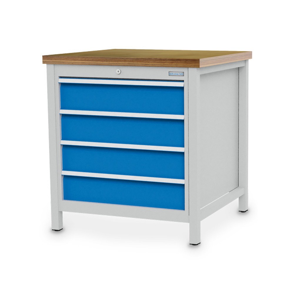 Immagine del prodotto n. 1: Banco da lavoro a comparti Bedrunka+Hirth R 24-24, AxLxP 859 x 810 x 750 mm, grigio chiaro, azzurro, 4 cassetti 4x150 mm
