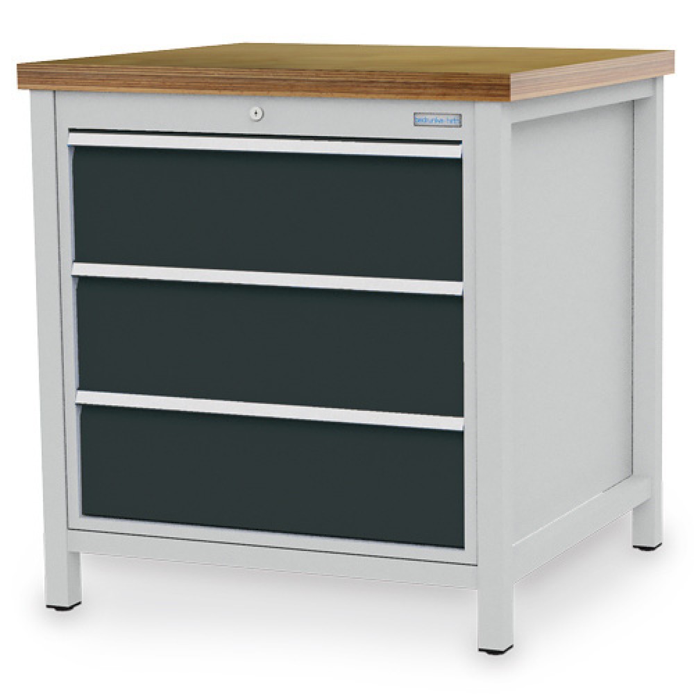 Immagine del prodotto n. 1: Banco da lavoro a comparti Bedrunka+Hirth R 24-24, AxLxP 859 x 810 x 750 mm, grigio chiaro, grigio antracite, 3 cassetti 3x200 mm