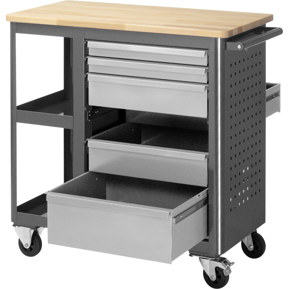 Immagine del prodotto n. 2: Banco da lavoro a rulli RAU serie adlatus, LxP 950 x 960 x 450 mm, 6 cassetti 2 x 65, 3 x 125, 1 x 90 mm, piano di lavoro in faggio