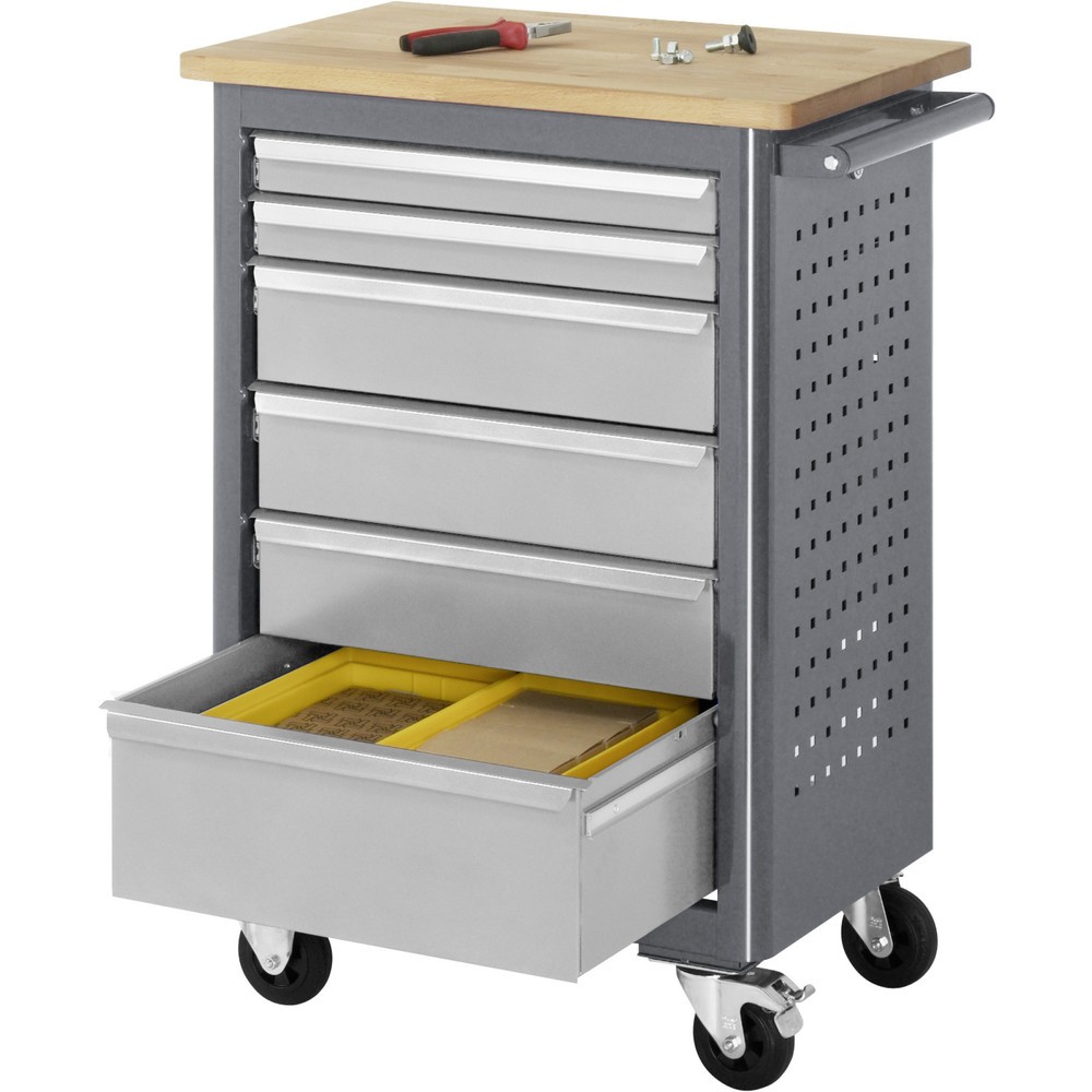 Immagine del prodotto n. 2: Banco da lavoro a rulli RAU serie adlatus, LxP 950 x 675 x 450 mm, 6 cassetti 2 x 65, 3 x 125, 1 x 90 mm, piano di lavoro in faggio