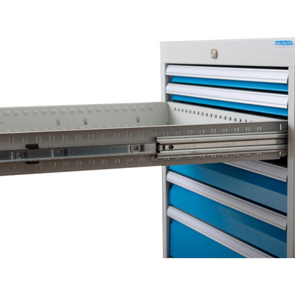 Immagine del prodotto n. 5: Banco da lavoro a comparti Bedrunka+Hirth R 18-24, AxLxP 859 x 810 x 750 mm, grigio chiaro, azzurro, 3 cassetti 3x200 mm