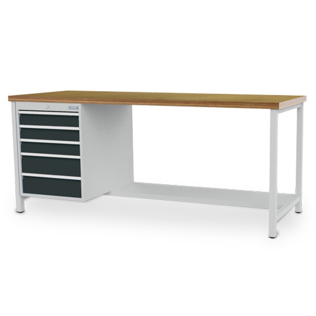 Banco da lavoro Bedrunka+Hirth R 18-24, AxLxP 859 x 2.000 x 750 mm, grigio chiaro, grigio antracite, 5 cassetti 3x100 mm + 2x150 mm Immagine del prodotto: Banco da lavoro Bedrunka+Hirth R 18-24, AxLxP 859 x 2.000 x 750 mm, grigio chiaro, grigio antracite, 5 cassetti 3x100 mm + 2x150 mm