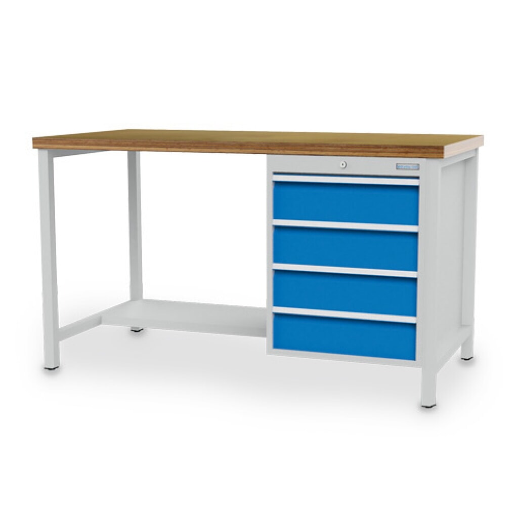 Banco da lavoro Bedrunka+Hirth R 18-24, AxLxP 859 x 2.000 x 750 mm, grigio chiaro, azzurro, 4 cassetti 4x150 mm Immagine del prodotto n. 1: Banco da lavoro Bedrunka+Hirth R 18-24, AxLxP 859 x 2.000 x 750 mm, grigio chiaro, azzurro, 4 cassetti 4x150 mm