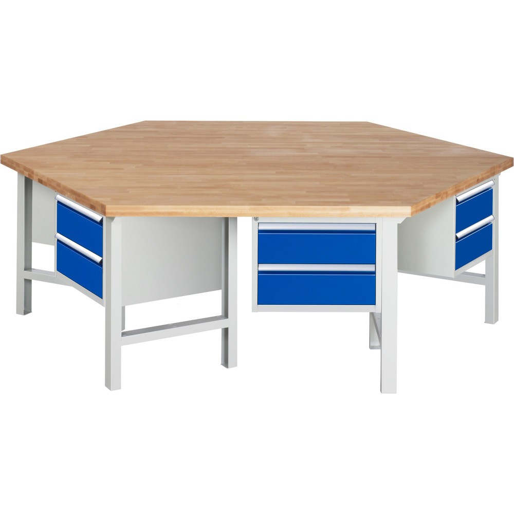 Immagine del prodotto: Banco da lavoro di gruppo RAU serie 4000, 6 contenitori, AxLxP 840 x 2.700 x 2.340 mm, cassetti estraibili al 100% con ErgoScript®