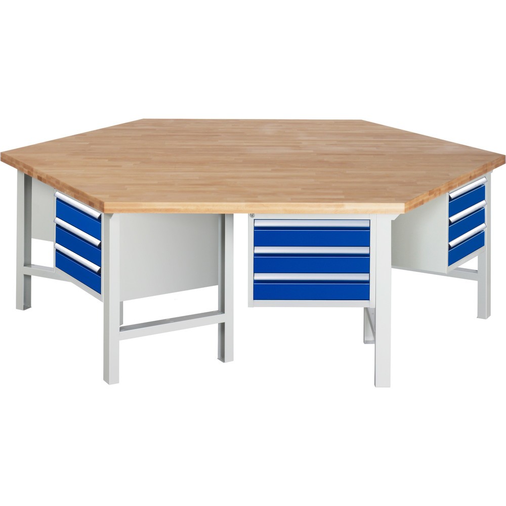 Immagine del prodotto n. 1: Banco da lavoro di gruppo RAU serie 4000, 6 contenitori, AxLxP 840 x 2.700 x 2.340 mm, cassetti estraibili al 100%