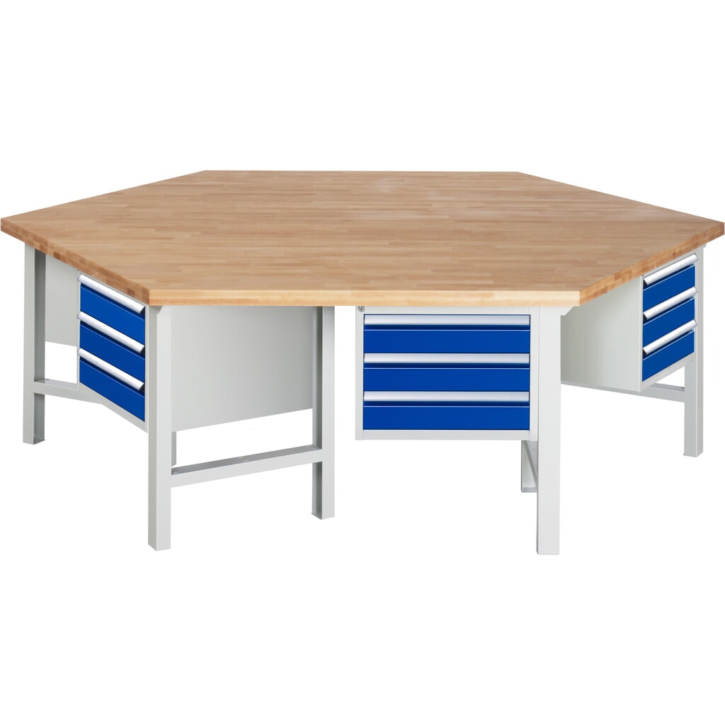 Immagine del prodotto n. 1: Banco da lavoro di gruppo RAU serie 4000, 6 contenitori, AxLxP 840 x 2.700 x 2.340 mm, cassetti estraibili al 90%
