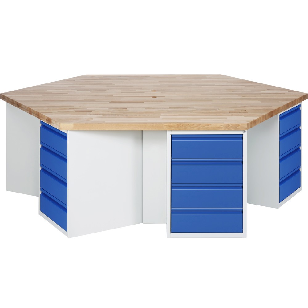 Immagine del prodotto n. 1: Banco da lavoro di gruppo RAU serie 4000, 6 contenitori, AxLxP 840 x 2.700 x 2.340 mm, cassetti estraibili al 90% con impugnatura 24 x 180 mm