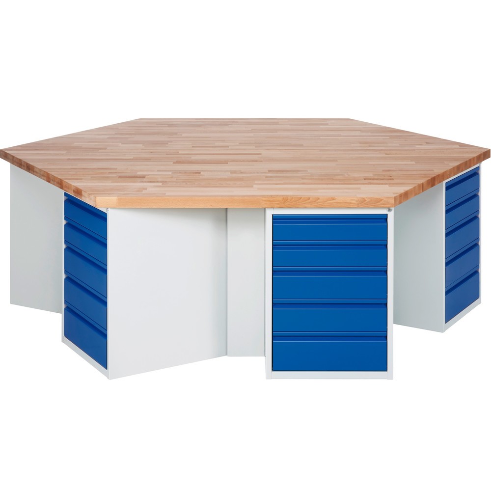 Immagine del prodotto n. 1: Banco da lavoro di gruppo RAU serie 4000, 6 contenitori, AxLxP 840 x 2.700 x 2.340 mm, cassetti estraibili al 90% 12 x 120 mm, 12 x 150 mm, 6 x 180 mm