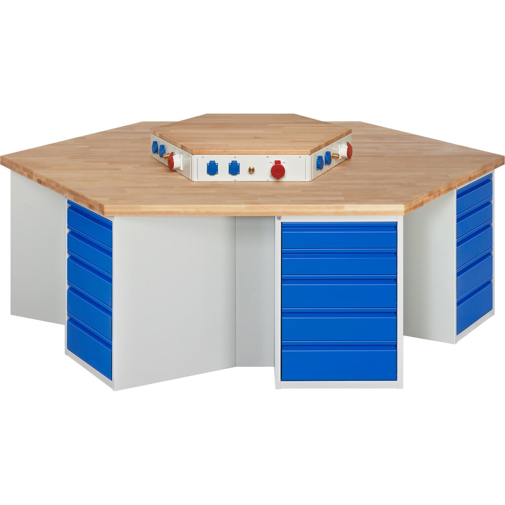 Banco da lavoro di gruppo RAU serie 4000, blocco portaprese, 6 contenitori, AxLxP 840 x 2.700 x 2.340 mm, cassetti estraibili al 90% 12 x 120 mm, 12 x 150 mm, 6 x 180 mm Immagine del prodotto: Banco da lavoro di gruppo RAU serie 4000, blocco portaprese, 6 contenitori, AxLxP 840 x 2.700 x 2.340 mm, cassetti estraibili al 90% 12 x 120 mm, 12 x 150 mm, 6 x 180 mm