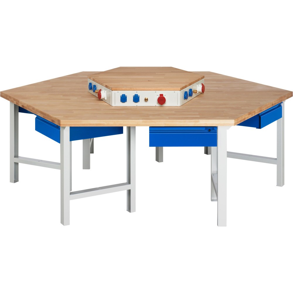 Immagine del prodotto n. 1: Banco da lavoro di gruppo RAU serie 4000, blocco portaprese AxLxP 840 x 2.700 x 2.340 mm, 6 cassetti con impugnatura