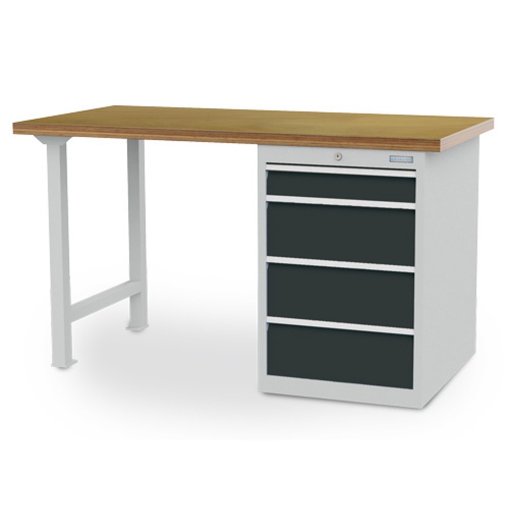 Immagine del prodotto: Banco da lavoro in serie Bedrunka+Hirth R 18-24, AxLxP 859 x 1.500 x 750 mm, grigio chiaro, grigio antracite, 4 cassetti 1x100 + 3x200 mm