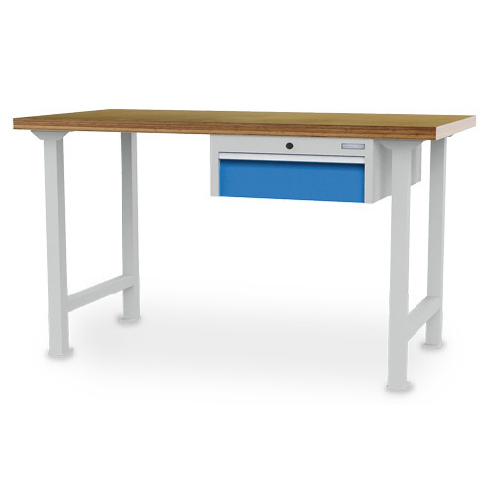 Immagine del prodotto: Banco da lavoro in serie Bedrunka+Hirth R 18-24, AxLxP 859 x 1.500 x 750 mm, grigio chiaro, azzurro, 1 cassetto 1x150 mm