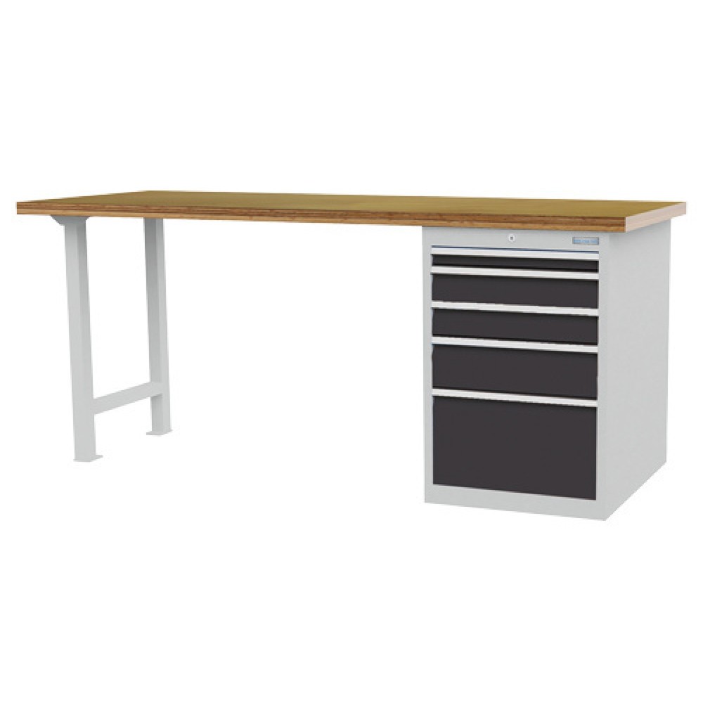 Immagine del prodotto n. 1: Banco da lavoro in serie Bedrunka+Hirth R 18-24, AxLxP 859 x 2.000 x 750 mm, grigio chiaro, grigio antracite, 5 cassetti 1x50 + 2x100 + 1x150 + 1x300 mm