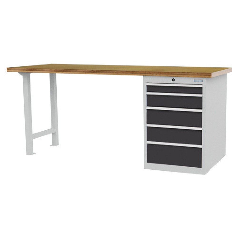 Immagine del prodotto: Banco da lavoro in serie Bedrunka+Hirth R 18-24, AxLxP 859 x 2.000 x 750 mm, grigio chiaro, grigio antracite, 5 cassetti 1x75 + 1x125 + 2x150 + 1x200 mm