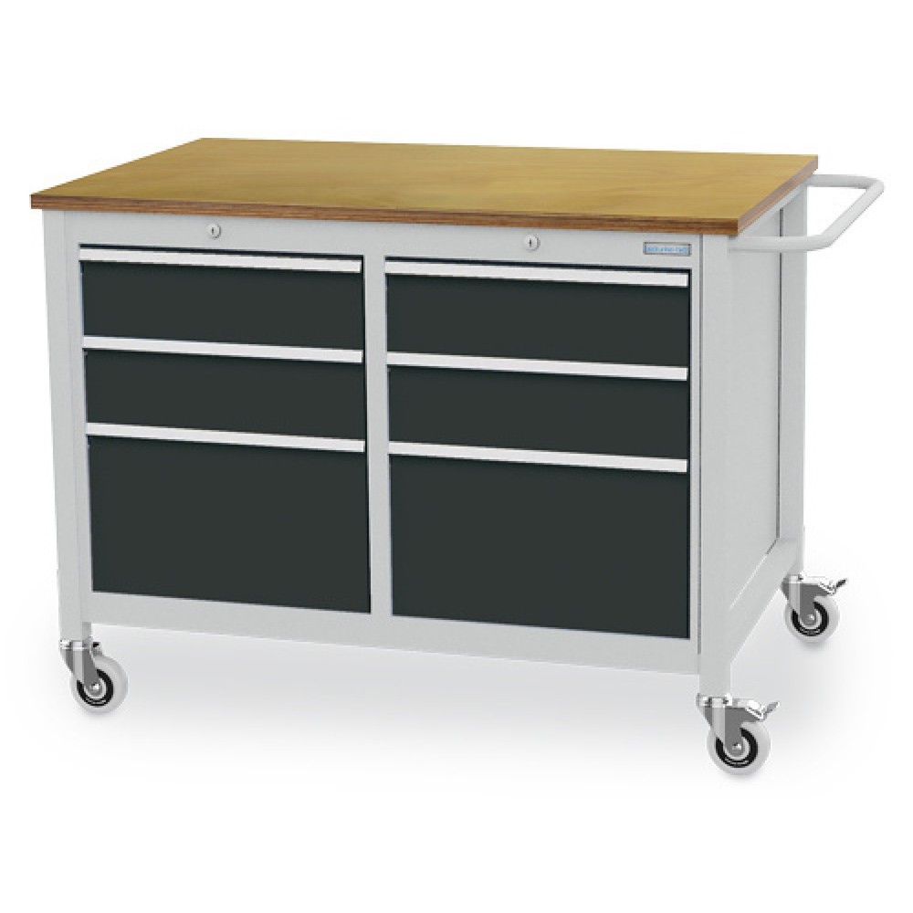 Immagine del prodotto: Banco da lavoro mobile Bedrunka+Hirth R 18-24, AxLxP 935 x 1.250 x 750 mm, grigio chiaro, grigio antracite, 6 cassetti 4x150 + 2x300 mm