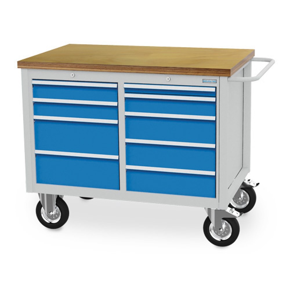 Immagine del prodotto: Banco da lavoro mobile Bedrunka+Hirth R 18-24, AxLxP 995 x 1.250 x 750 mm, grigio chiaro, azzurro, 9 cassetti 1x50 + 3x100 + 3x150 + 2x200 mm