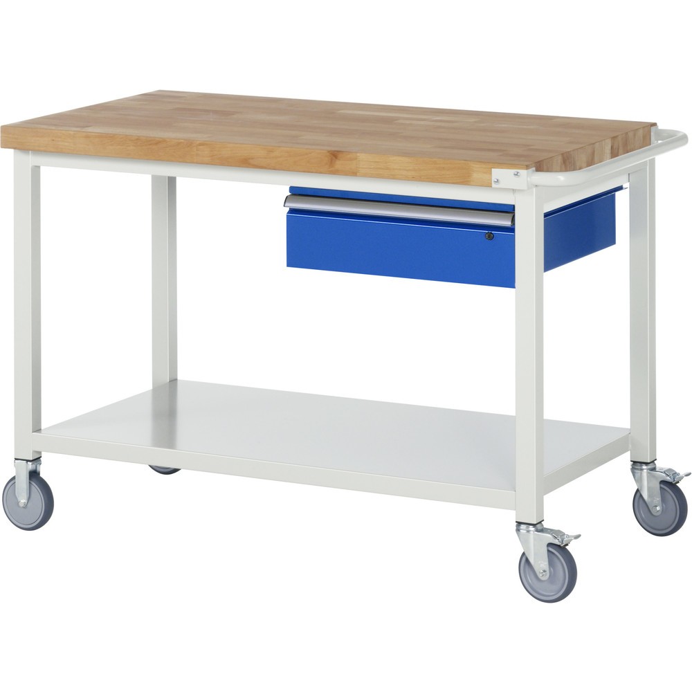 Immagine del prodotto: RAU Banco da lavoro mobile Serie 8000, HxLxP 880 x 1.250 x 700 mm, piano di appoggio inferiore, con 1 cassetto a destra
