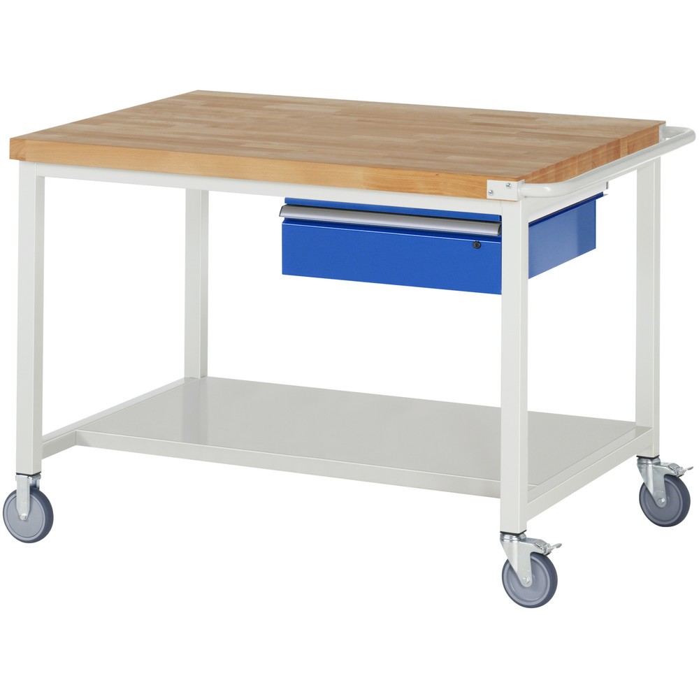 Immagine del prodotto: RAU Banco da lavoro mobile Serie 8000, HxLxP 880 x 1.250 x 900 mm, piano di appoggio inferiore, con 1 cassetto a destra