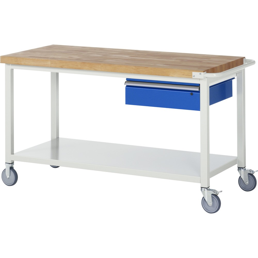 Immagine del prodotto: RAU Banco da lavoro mobile Serie 8000, HxLxP 880 x 1.500 x 700 mm, piano di appoggio inferiore, con 1 cassetto a destra
