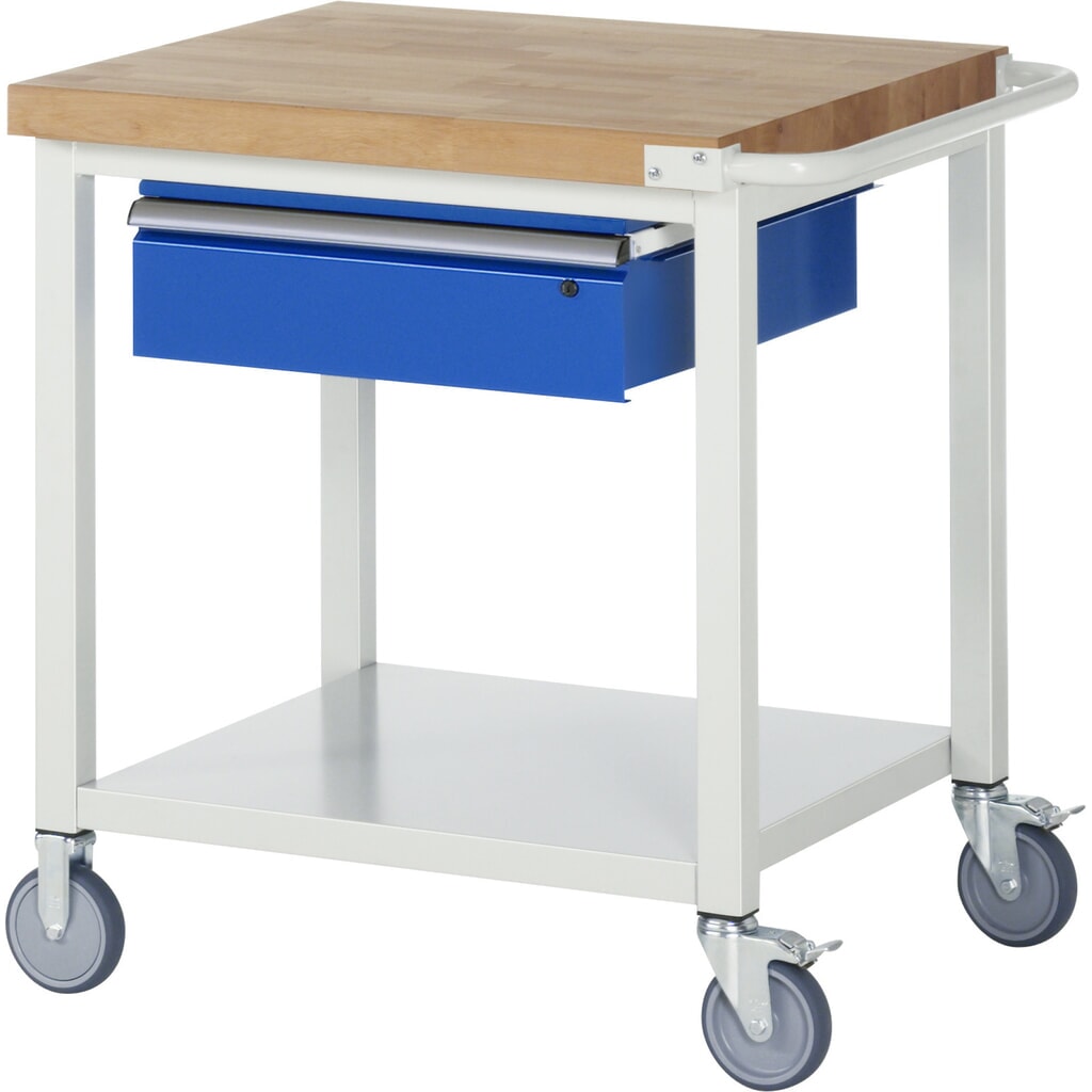 Immagine del prodotto: Banco da lavoro mobile RAU serie 8000, HxLxP 880-1.080 x 750 x 700 mm, 1 cassetto 1 x 150 mm, portata cassetti 50 kg