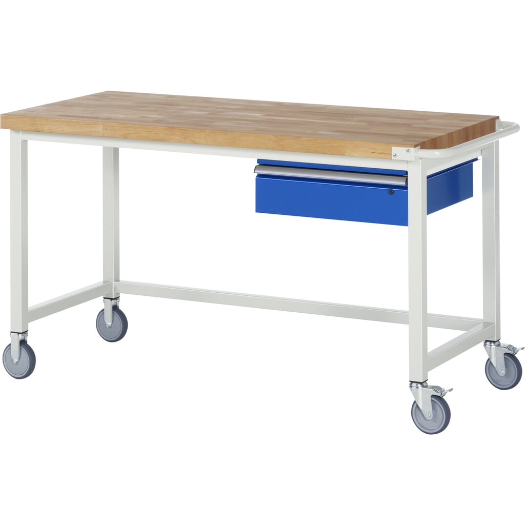 RAU Banco da lavoro mobile Serie 8000, HxLxP 880 x 1.500 x 700 mm, con 1 cassetto a destra Immagine del prodotto: RAU Banco da lavoro mobile Serie 8000, HxLxP 880 x 1.500 x 700 mm, con 1 cassetto a destra