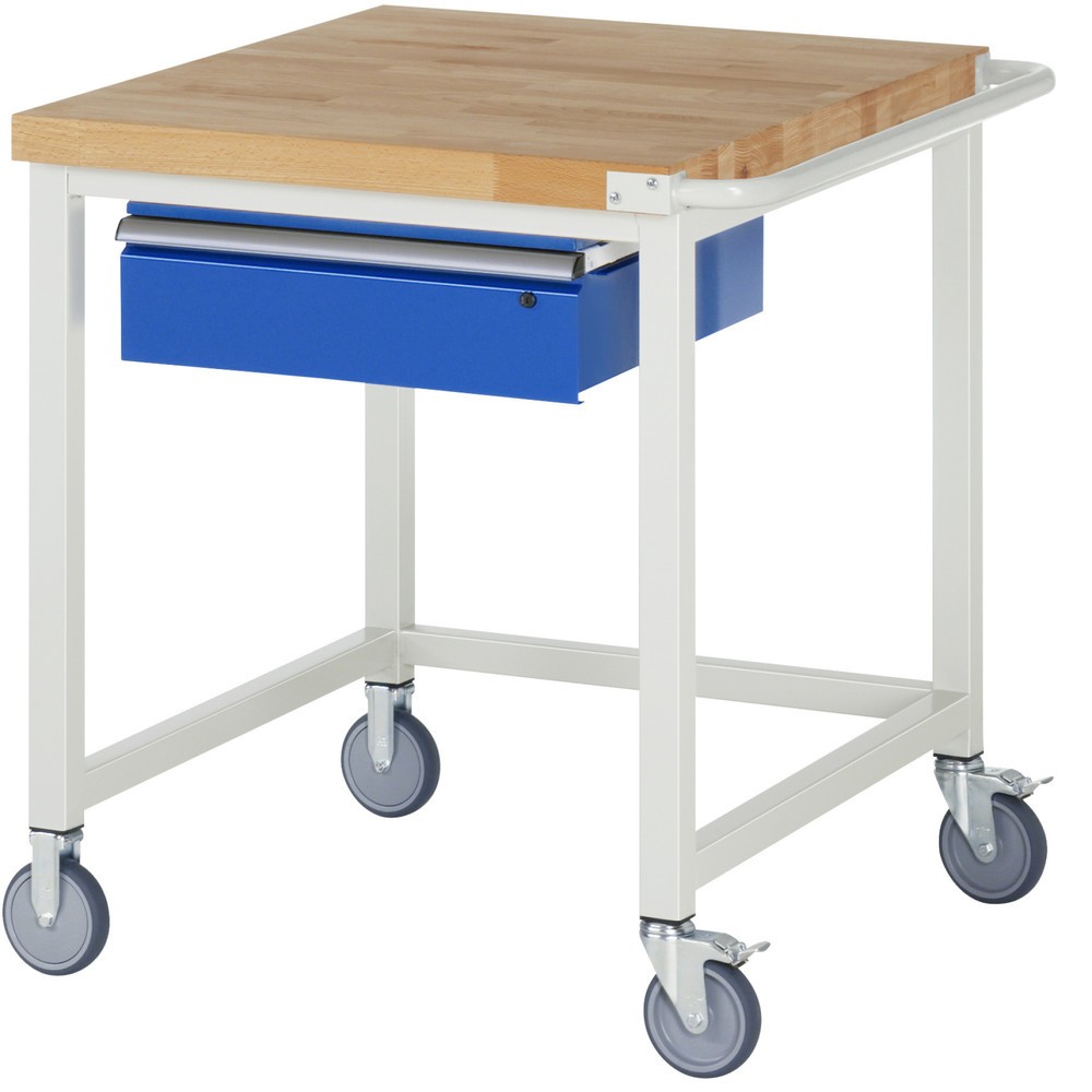Immagine del prodotto: Banco da lavoro mobile RAU serie 8000, HxLxP 880-1.080 x 750 x 900 mm, 1 cassetto 1 x 150 mm, portata cassetti 50 kg