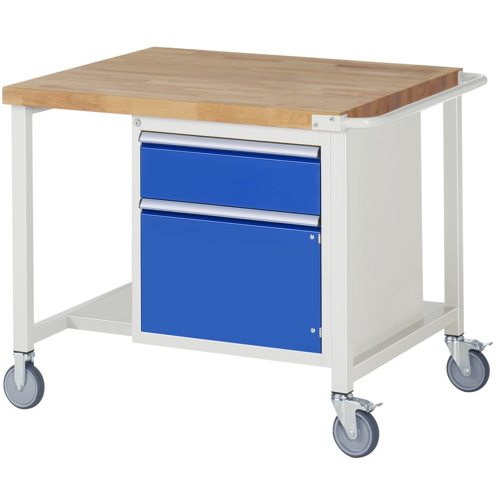 Immagine del prodotto: RAU Banco da lavoro mobile Serie 8000, HxLxP 880 x 1.000 x 900 mm, 1 contenitore nella base, con 1 cassetto e 1 anta battente