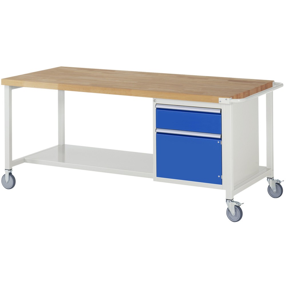 Immagine del prodotto n. 1: Banco da lavoro mobile RAU serie 8000, 1 contenitore, 1 porta, HxLxP 880-1.080 x 2.000 x 900 mm, 1 cassetto 1 x 180 mm