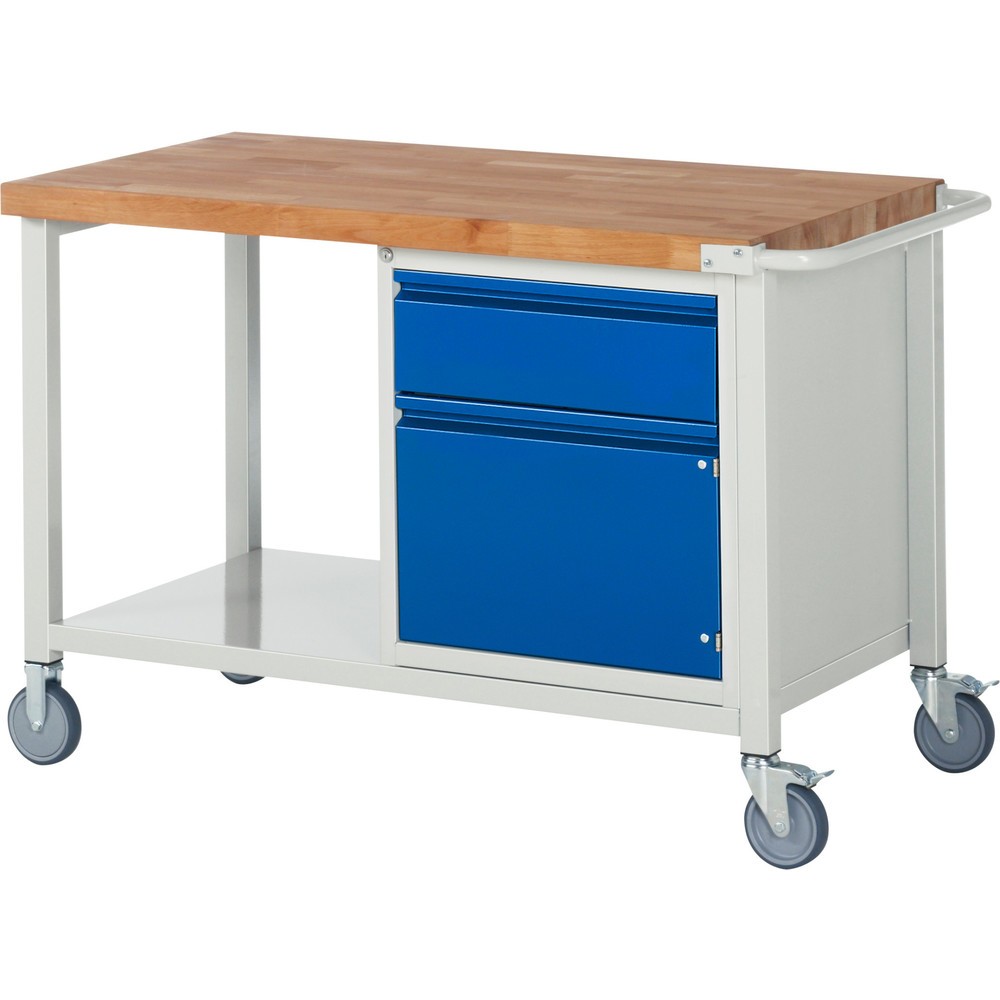 Immagine del prodotto n. 1: Banco da lavoro RAU serie 8000, 1 contenitore, 1 anta battente, AxLxP 880 x 1.250 x 700 mm, 1 cassetto 1 x 180 mm, portata cassetti 100 kg, 1 piano di appoggio profondità 650 mm