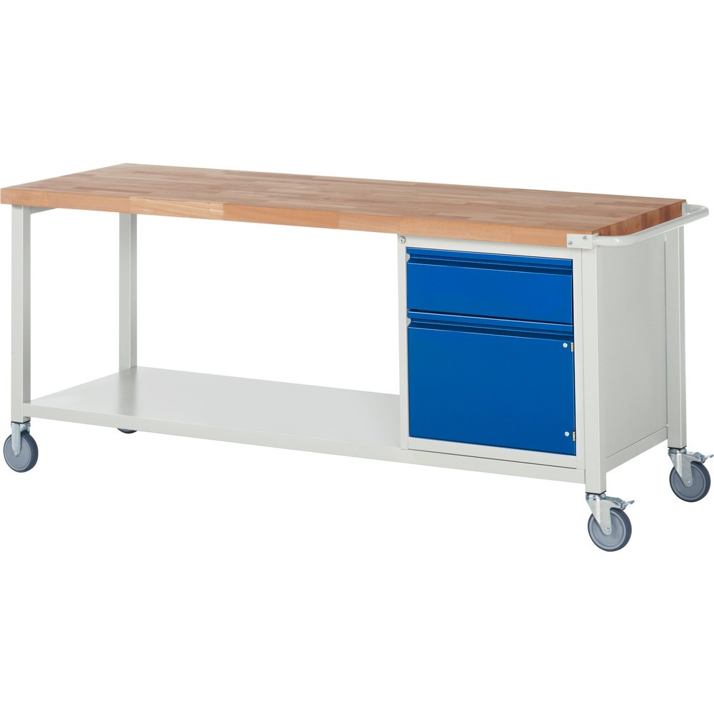 Immagine del prodotto n. 1: Banco da lavoro RAU serie 8000, 1 contenitore, 1 anta battente, AxLxP 880 x 2.000 x 700 mm, 1 cassetto 1 x 180 mm, portata cassetti 100 kg, 1 piano di appoggio profondità 650 mm