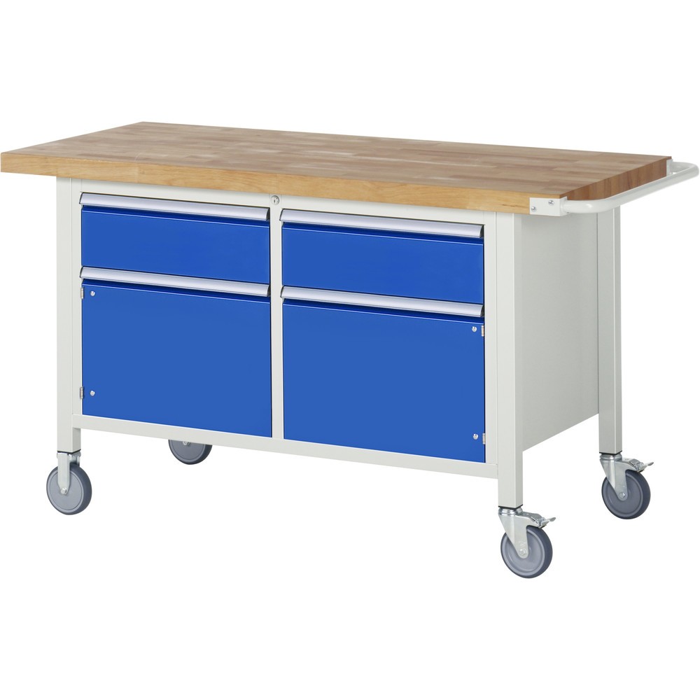 Immagine del prodotto: RAU Banco da lavoro mobile Serie 8000, HxLxP 880 x 1.500 x 700 mm, 1 contenitore doppio nella base, con 2 cassetti e 2 ante battenti