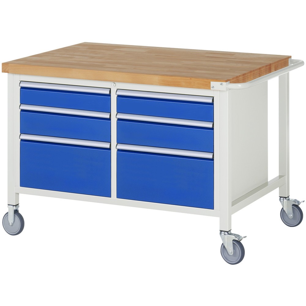 Immagine del prodotto: RAU Banco da lavoro mobile Serie 8000, HxLxP 880 x 1.250 x 900 mm, 1 contenitore doppio nella base, con 6 cassetti