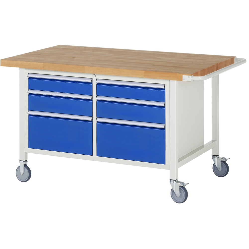 Immagine del prodotto: RAU Banco da lavoro mobile Serie 8000, HxLxP 880 x 1.500 x 900 mm, 1 contenitore doppio nella base, con 6 cassetti