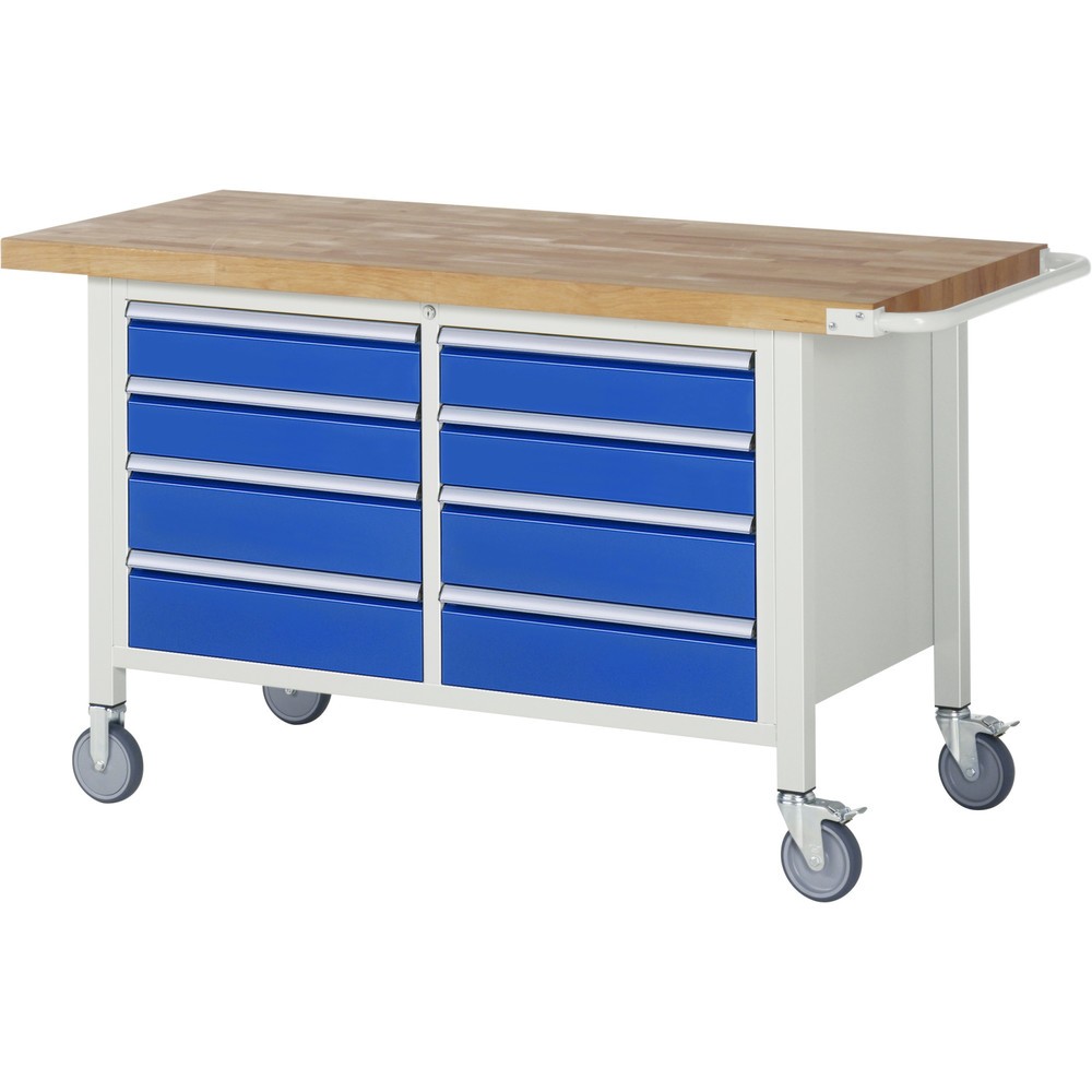 Immagine del prodotto: RAU Banco da lavoro mobile Serie 8000, HxLxP 880 x 1.500 x 700 mm, 1 contenitore doppio nella base, con 8 cassetti