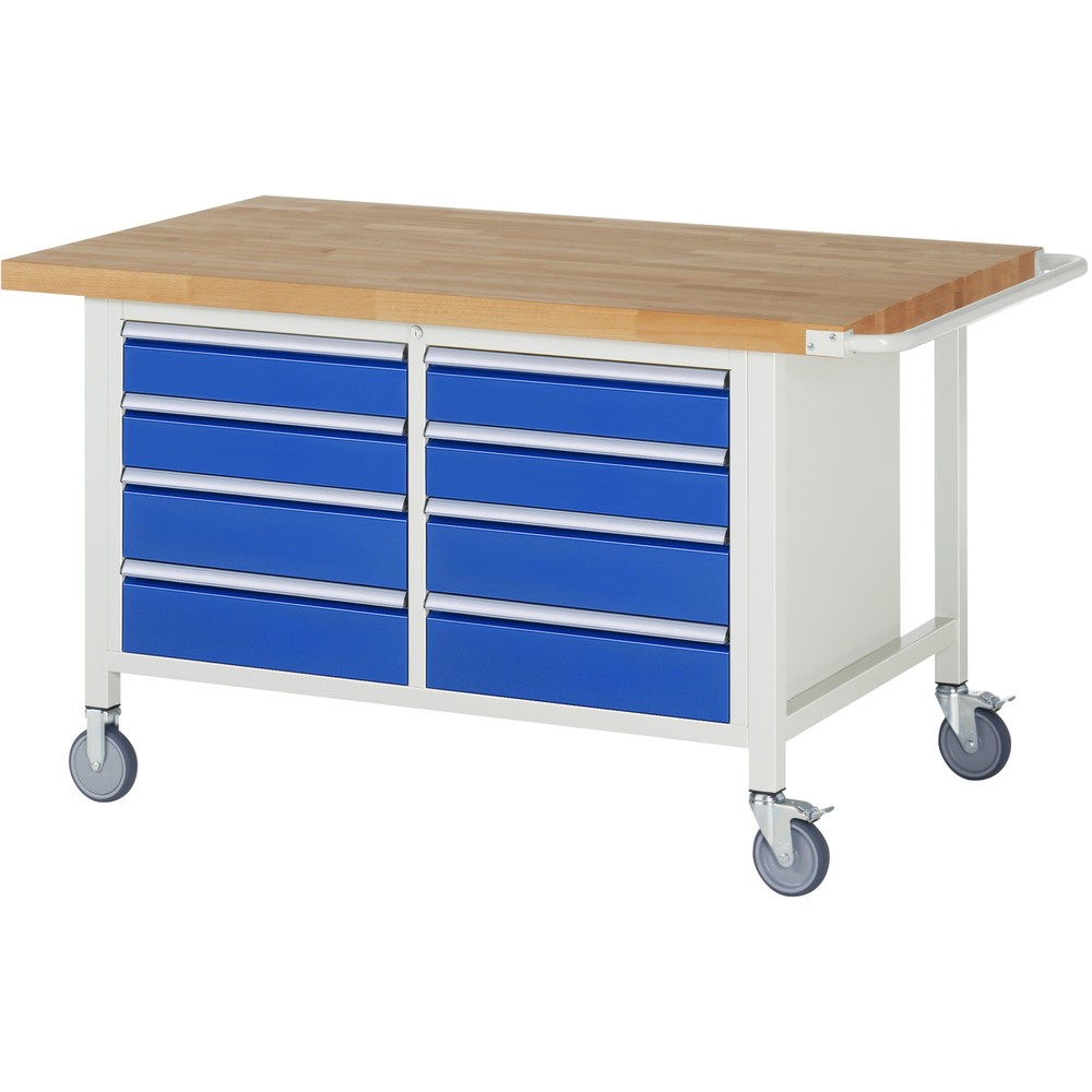Immagine del prodotto n. 1: RAU Banco da lavoro mobile Serie 8000, HxLxP 880 x 1.500 x 900 mm, 1 contenitore doppio nella base, con 8 cassetti