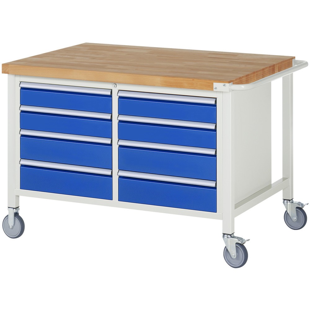 Immagine del prodotto n. 1: RAU Banco da lavoro mobile Serie 8000, HxLxP 880 x 1.250 x 900 mm, 1 contenitore doppio nella base, con 8 cassetti
