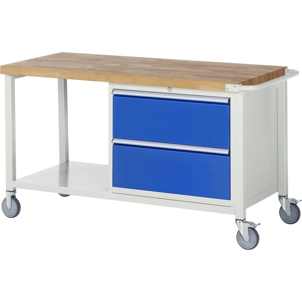 Immagine del prodotto n. 1: Banco da lavoro mobile RAU serie 8000, 1 piano di appoggio, HxLxP 880-1.080 x 1.500 x 700 mm, 2 cassetti estraibili al 90% 2 x 270 mm