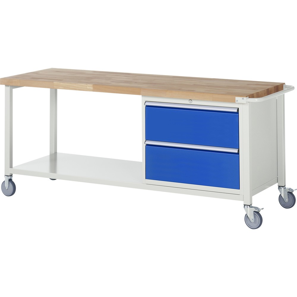 Immagine del prodotto n. 1: Banco da lavoro mobile RAU serie 8000, 1 piano di appoggio, HxLxP 880 x 2.000 x 700 mm, 2 cassetti estraibili al 90% 2 x 270 mm