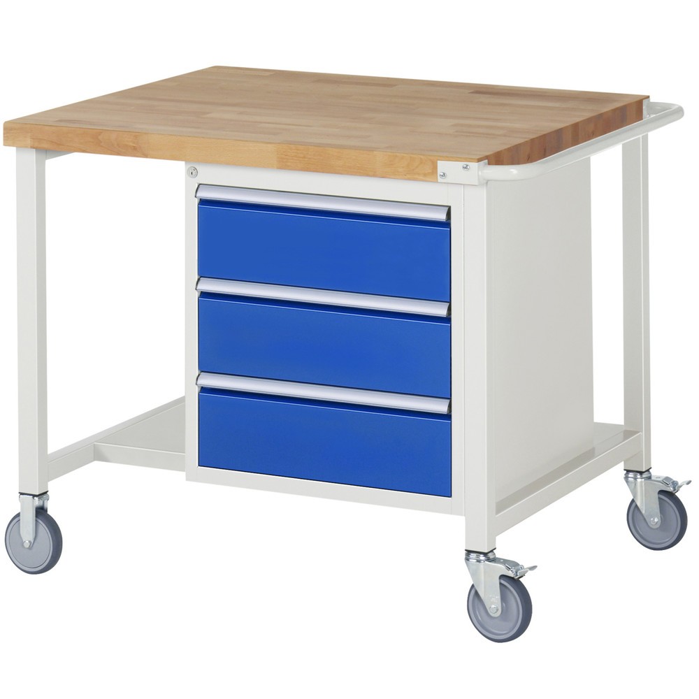 Immagine del prodotto n. 1: RAU Banco da lavoro mobile Serie 8000, HxLxP 880 x 1.000 x 900 mm, 1 contenitore nella base, con 3 cassetti