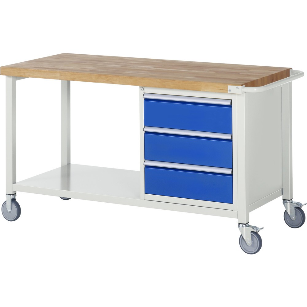 Immagine del prodotto: RAU Banco da lavoro mobile Serie 8000, HxLxP 880 x 1.500 x 700 mm, 1 contenitore nella base, con 3 cassetti