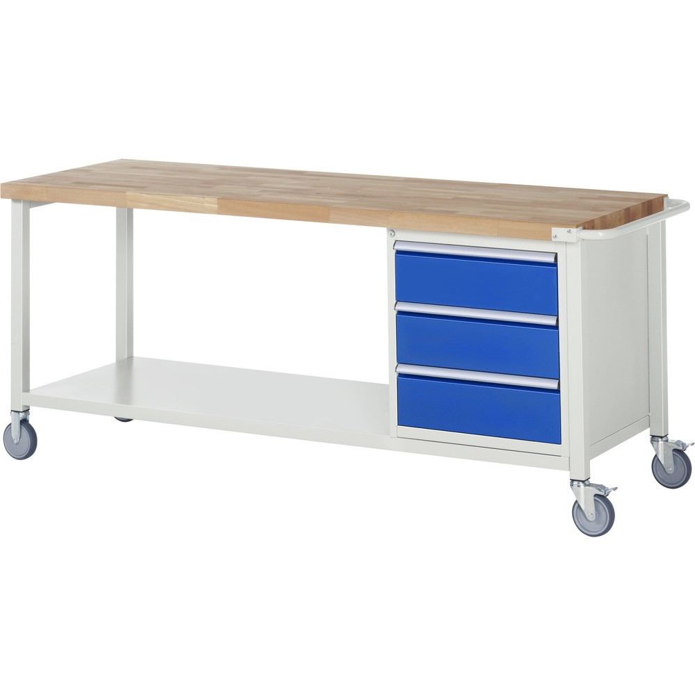 Immagine del prodotto n. 1: Banco da lavoro mobile RAU serie 8000, 1 contenitore, HxLxP 880-1.080 x 2.000 x 700 mm, 3 cassetti 3 x 180 mm