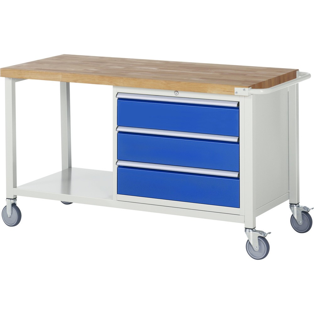 Immagine del prodotto n. 1: Banco da lavoro mobile RAU serie 8000, 1 piano di appoggio, AxLxP 880 x 1.500 x 700 mm, 3 cassetti estraibili al 100% 3 x 180 mm, portata cassetti 75 kg