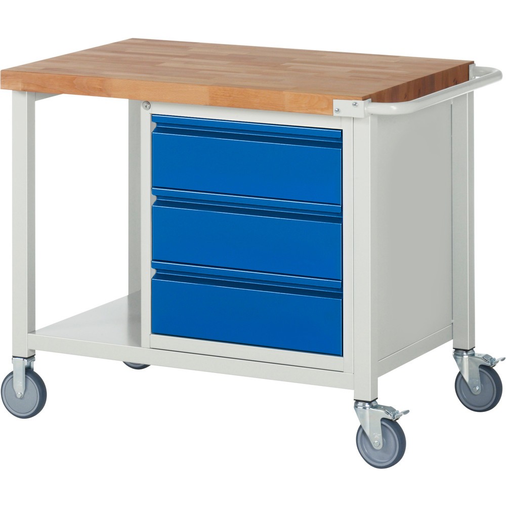 Immagine del prodotto n. 1: Banco da lavoro RAU serie 8000, 1 contenitore, AxLxP 880 x 1.000 x 700 mm, 3 cassetti 3 x 180 mm, portata cassetti 100 kg, 1 piano di appoggio profondità 650 mm