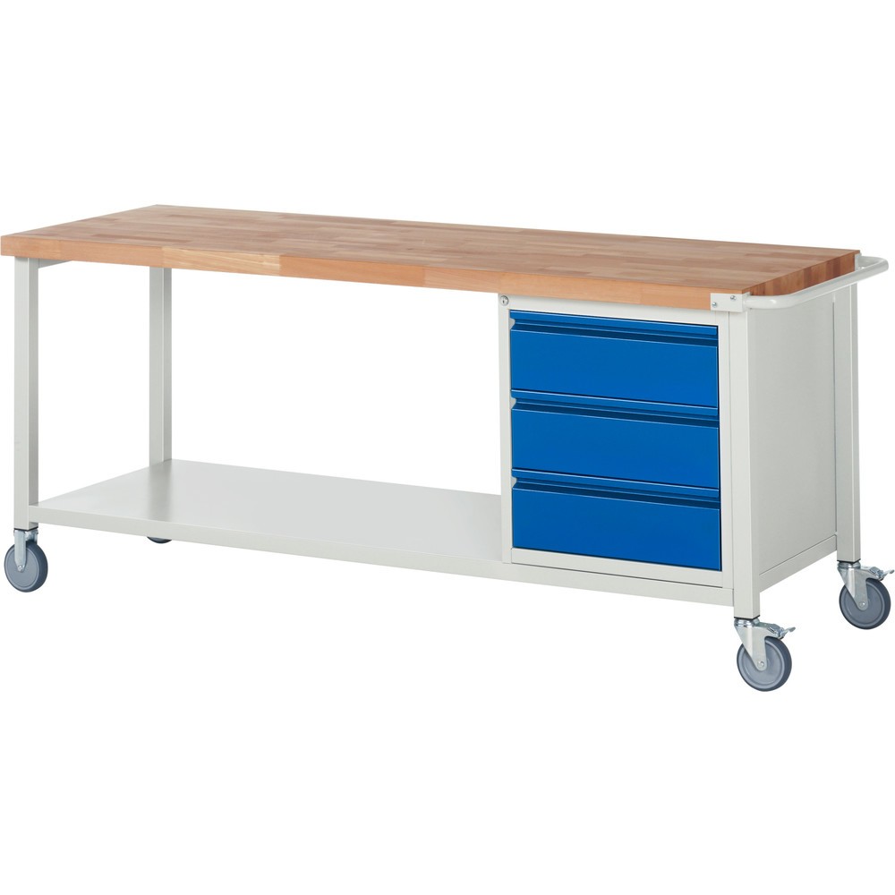 Immagine del prodotto n. 1: Banco da lavoro RAU serie 8000, 1 contenitore, AxLxP 880 x 2.000 x 700 mm, 3 cassetti 3 x 180 mm, 1 piano di appoggio profondità 650 mm