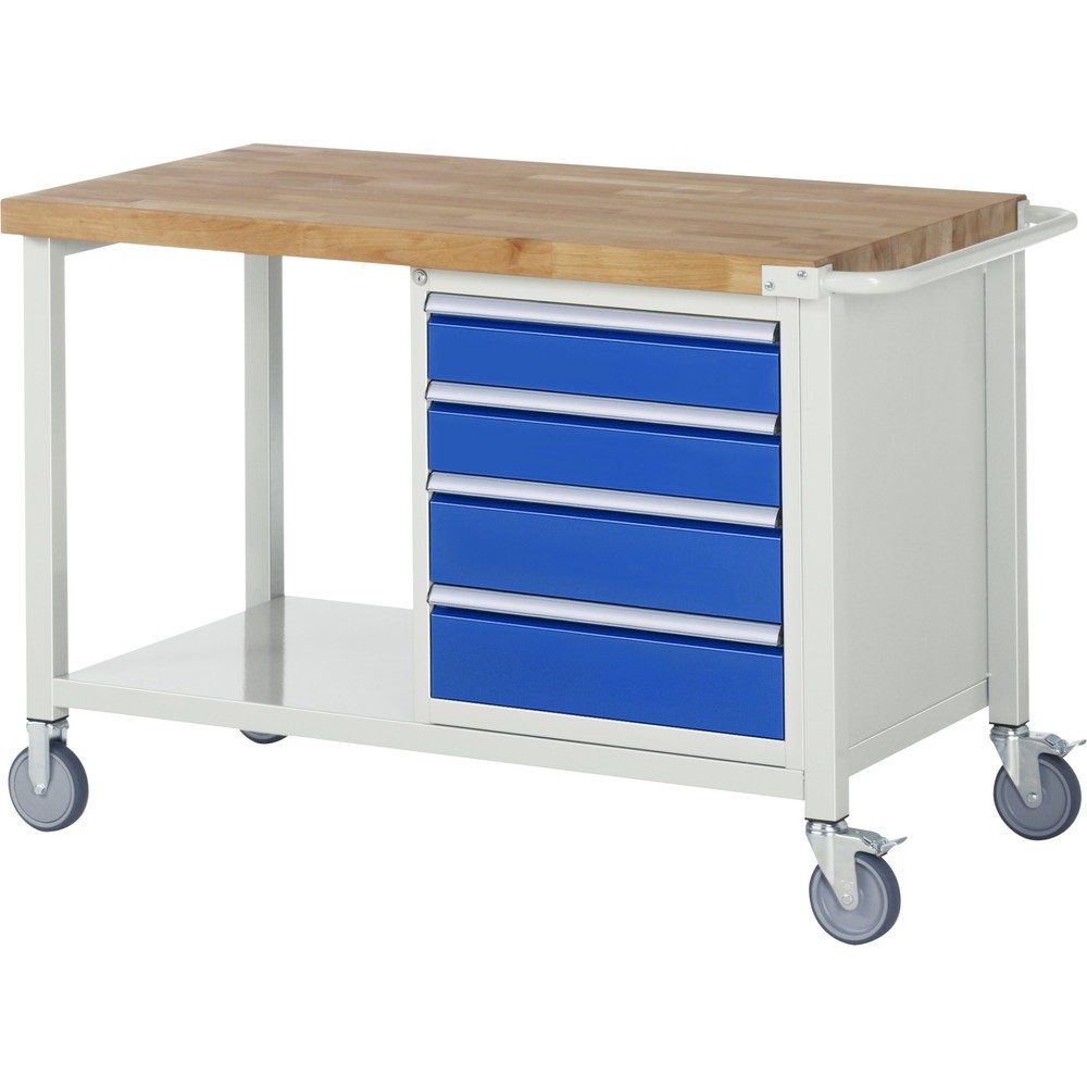 Immagine del prodotto: RAU Banco da lavoro mobile Serie 8000, HxLxP 880 x 1.250 x 700 mm, 1 contenitore nella base, con 4 cassetti
