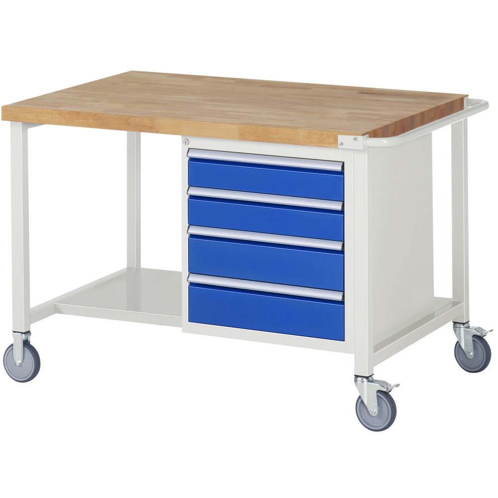 Immagine del prodotto: RAU Banco da lavoro mobile Serie 8000, HxLxP 880 x 1.250 x 900 mm, 1 contenitore nella base, con 4 cassetti