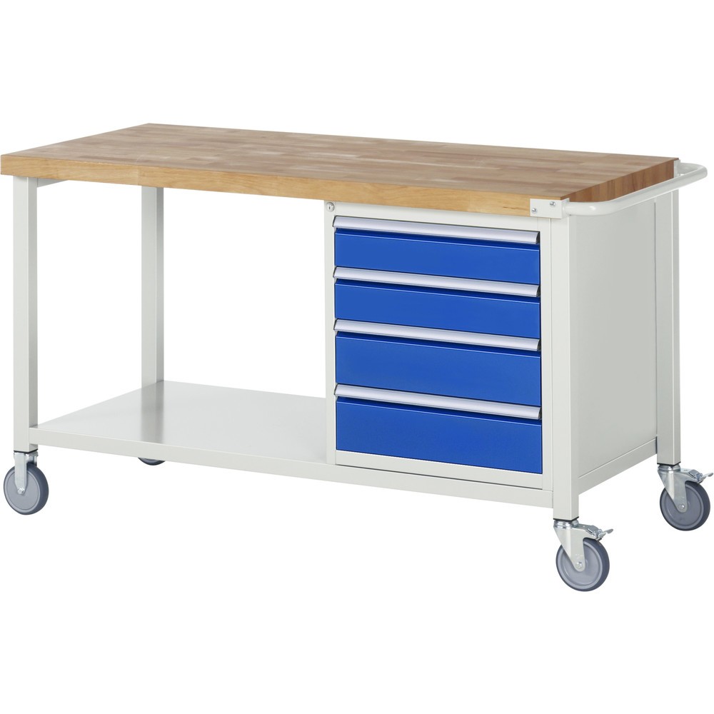 Immagine del prodotto n. 1: RAU Banco da lavoro mobile Serie 8000, HxLxP 880 x 1.500 x 700 mm, 1 contenitore nella base, con 4 cassetti
