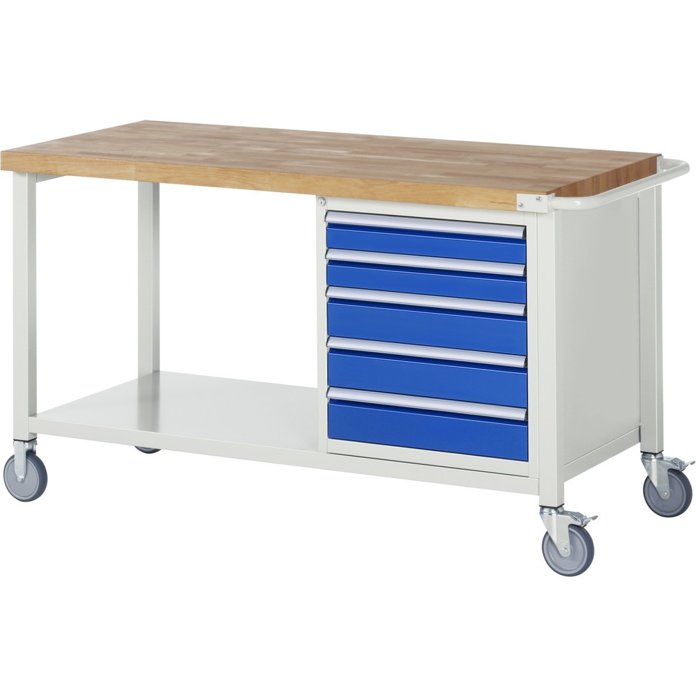 Immagine del prodotto n. 1: RAU Banco da lavoro mobile Serie 8000, HxLxP 880 x 1.500 x 700 mm, 1 contenitore nella base, con 5 cassetti