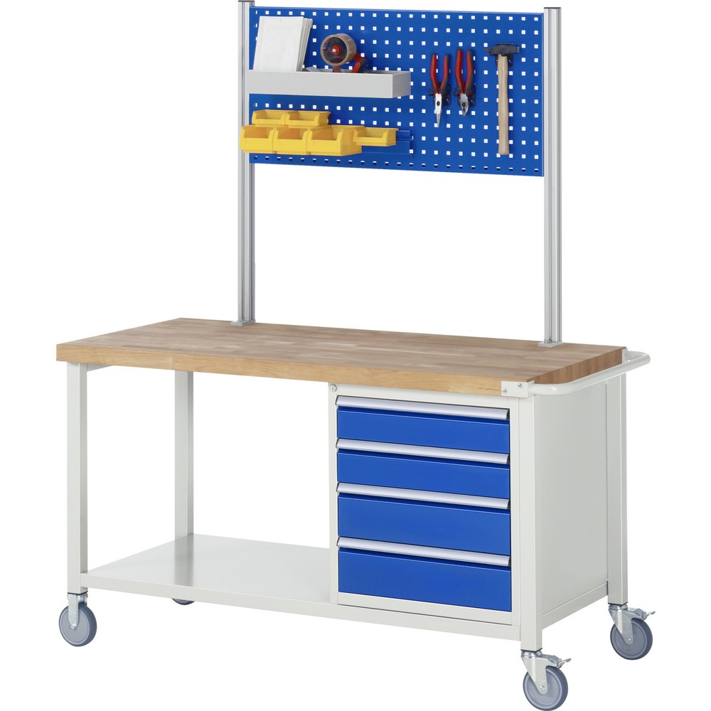 Immagine del prodotto n. 5: Banco da lavoro mobile RAU serie 8000, 1 contenitore, HxLxP 880-1.080 x 1.500 x 700 mm, 4 cassetti 2 x 120, 2 x 150 mm